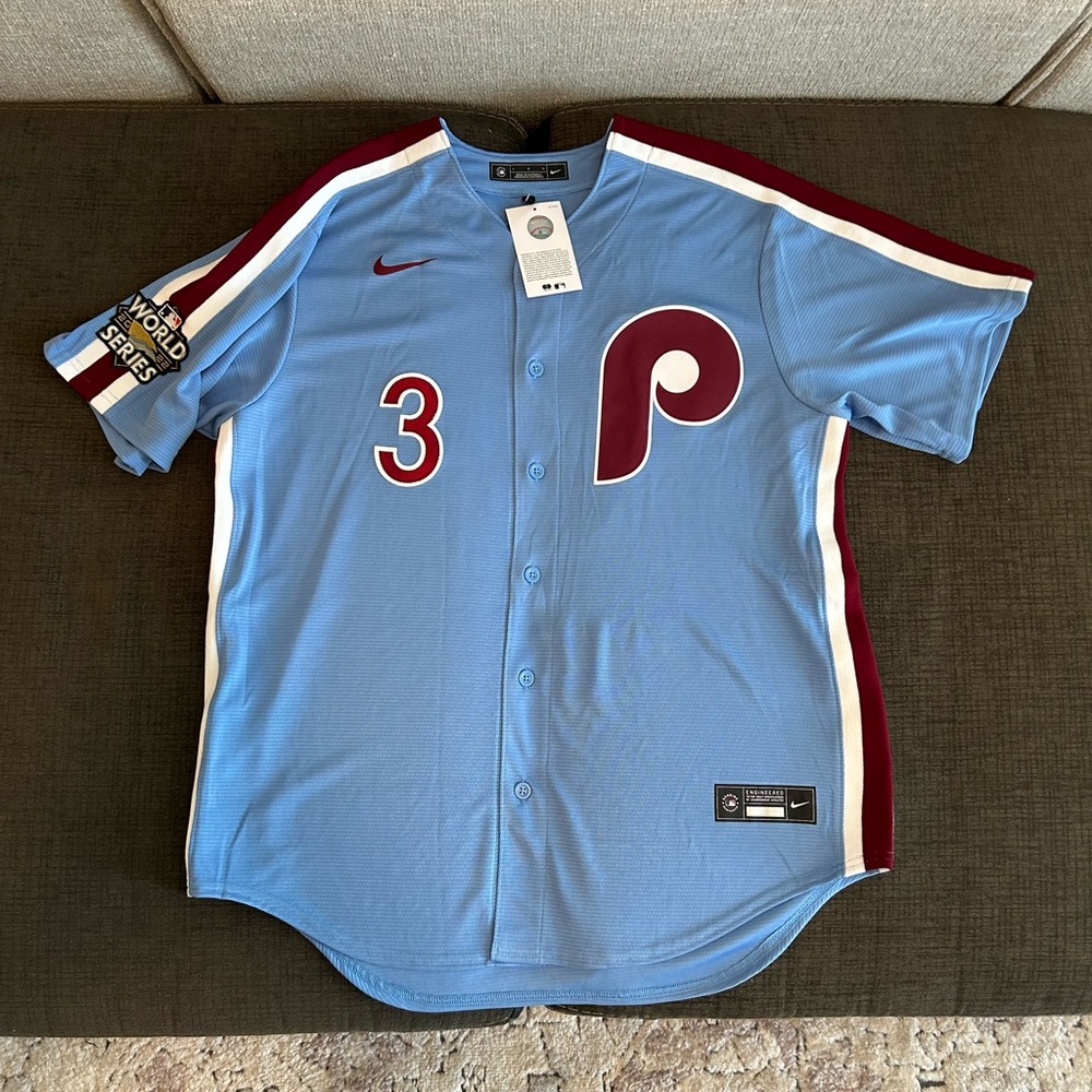 Nike Authentic Blue Phillies Bryce Harper #3 World Series 2022 Jersey Men’s Sz L